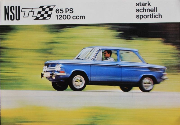NSU Prinz 1200 TT 65 PS Modelprogram 1967 "Stark, schnell, sportlich" Carbrochure (7324)